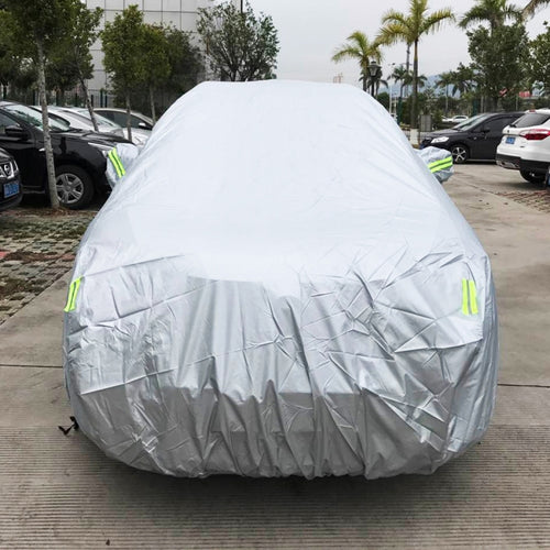 ผ้าคลุมรถ SUV กันแดดป้องกันฝุ่น PVC พร้อมแถบเตือนเหมาะกับรถยนต์ที่มีความยาวสูงสุด 4.7 ม. (183 นิ้ว), 183inch (M)