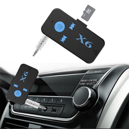 HQX6 รถบลูทูธ V4.1 เครื่องเล่นเพลงอะแดปเตอร์รับสัญญาณไร้สายแฮนด์ฟรีและ TF Card และ USB Charge, HQX6