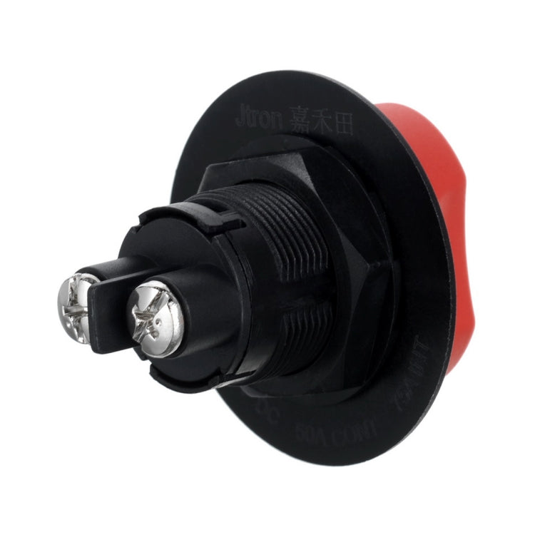 Jtron เปิด/ปิดสวิตช์แบตเตอรี่รถยนต์สวิตช์แบตเตอรี่รถยนต์ MAX DC 50V 50A ต่อ 75A INT ใช้สำหรับรถยนต์/รถออฟโรด/รถบรรทุก, DC 50V 50A