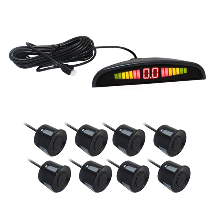 PZ-300-8 ที่จอดรถย้อนกลับ Buzzer LED Monitor ที่จอดรถ ALARM Assistance ระบบ 4*7 M เซ็นเซอร์ด้านหน้าและ 4*2.5 M เซ็นเซอร์ด้านหลัง, with 4 Front Sensors and 4 Rear Sensors
