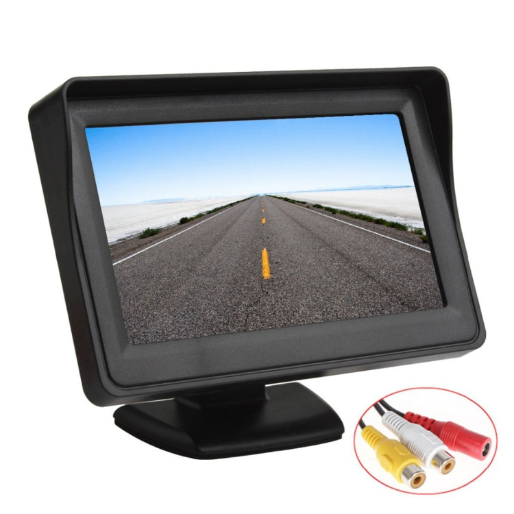 PZ601-C TFT LCD 2 อินพุตวิดีโอ 4.3 นิ้วที่จอดรถ 2 in 1 648*488 พิกเซลด้านหลังกล้องกระจกเลนส์ 6 M สายวิดีโอ RCA, PZ601-C