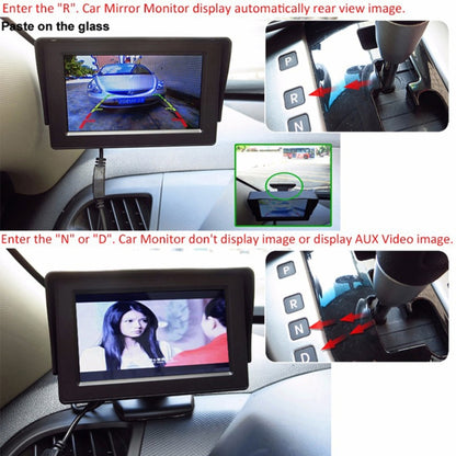 PZ601-C TFT LCD 2 อินพุตวิดีโอ 4.3 นิ้วที่จอดรถ 2 in 1 648*488 พิกเซลด้านหลังกล้องกระจกเลนส์ 6 M สายวิดีโอ RCA, PZ601-C