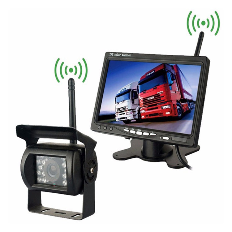 PZ607-W ไร้สายรถบรรทุกรถบรรทุกกล้องสำรองและอินฟราเรด Night Vision กล้องด้านหลัง 7 นิ้ว HD Monitor สำหรับรถพ่วง RV, PZ607-W