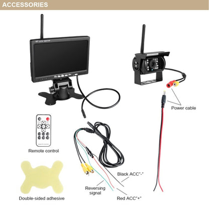 PZ607-W ไร้สายรถบรรทุกรถบรรทุกกล้องสำรองและอินฟราเรด Night Vision กล้องด้านหลัง 7 นิ้ว HD Monitor สำหรับรถพ่วง RV, PZ607-W