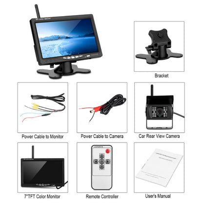 PZ607-W ไร้สายรถบรรทุกรถบรรทุกกล้องสำรองและอินฟราเรด Night Vision กล้องด้านหลัง 7 นิ้ว HD Monitor สำหรับรถพ่วง RV, PZ607-W