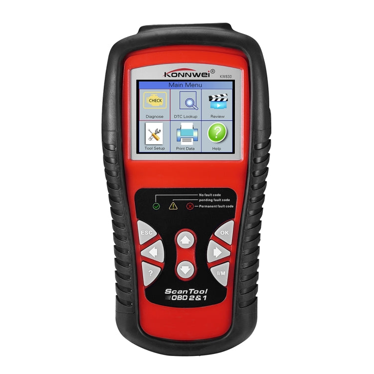 KONNWEI KW830 OBDII / CAN เครื่องมือสแกนวินิจฉัยรถยนต์อัตโนมัติเครื่องมือสแกนอะแดปเตอร์สแกนอัตโนมัติรองรับ 8 ภาษาและ 6 โปรโตคอล (สามารถตรวจจับแบตเตอรี่และแรงดันไฟฟ้าได้ ตรวจจับเฉพาะรถเบนซิน 12V), KW830