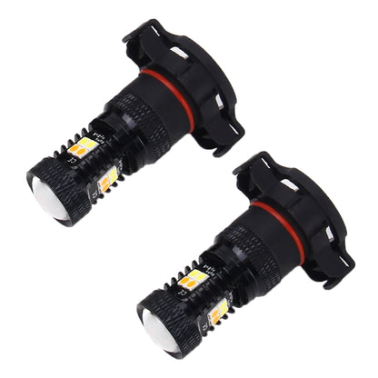 2 ชิ้น Super Bright PSX24W DC 12V 5W 350LM ไฟตัดหมอกรถยนต์อัตโนมัติพร้อมหลอดไฟ LED 16 SMD-3030, แสงสีขาว + สีเหลือง, PSX24W