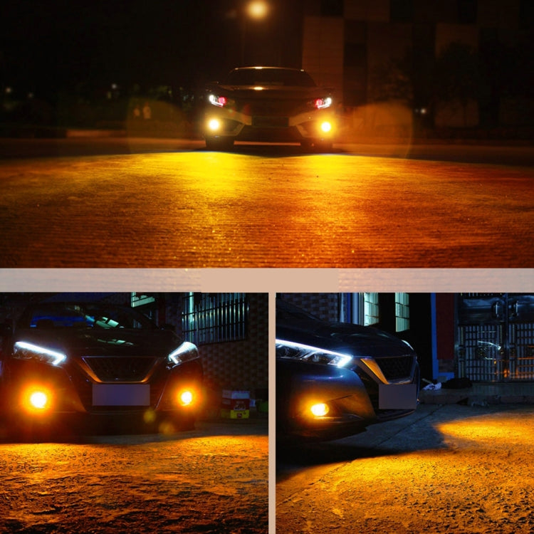 2 ชิ้น Super Bright PSX24W DC 12V 5W 350LM ไฟตัดหมอกรถยนต์อัตโนมัติพร้อมหลอดไฟ LED 16 SMD-3030, แสงสีขาว + สีเหลือง, PSX24W