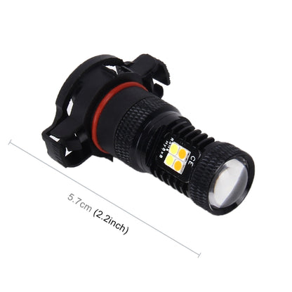 2 ชิ้น Super Bright PSX24W DC 12V 5W 350LM ไฟตัดหมอกรถยนต์อัตโนมัติพร้อมหลอดไฟ LED 16 SMD-3030, แสงสีขาว + สีเหลือง, PSX24W