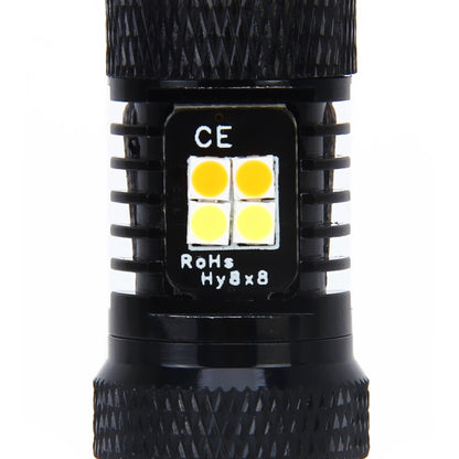 2 ชิ้น Super Bright PSX24W DC 12V 5W 350LM ไฟตัดหมอกรถยนต์อัตโนมัติพร้อมหลอดไฟ LED 16 SMD-3030, แสงสีขาว + สีเหลือง, PSX24W