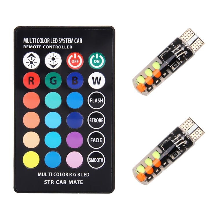 2 ชิ้น W5W 194 T10 หลายสีซัง 12 SMD RGB หลอดไฟ LED พร้อมการควบคุมระยะไกลลิ่มไฟด้านข้างโคมไฟป้ายทะเบียน, DC 12 โวลต์, 2 PCS W5W 194 T10