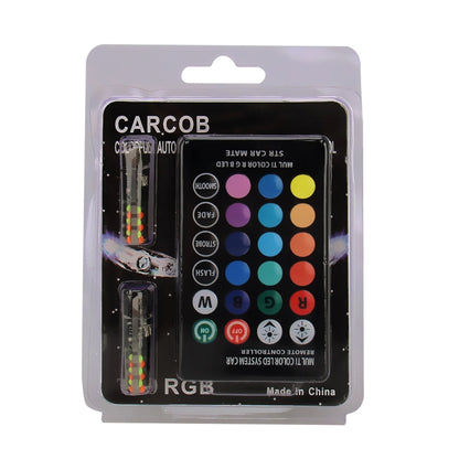 2 ชิ้น W5W 194 T10 หลายสีซัง 12 SMD RGB หลอดไฟ LED พร้อมการควบคุมระยะไกลลิ่มไฟด้านข้างโคมไฟป้ายทะเบียน, DC 12 โวลต์, 2 PCS W5W 194 T10