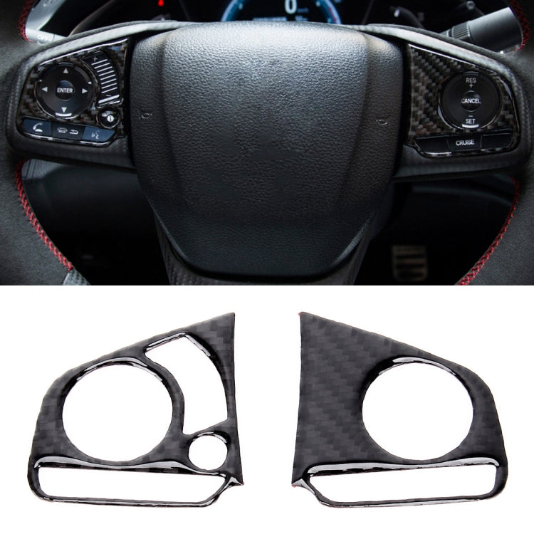 2 in 1 คาร์บอนไฟเบอร์พวงมาลัยปุ่มตกแต่งภายใน DIY สติกเกอร์สำหรับ Honda Civic 10th Gen (ดีลักซ์), Wheel Button Trim