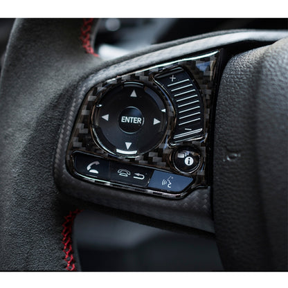 2 in 1 คาร์บอนไฟเบอร์พวงมาลัยปุ่มตกแต่งภายใน DIY สติกเกอร์สำหรับ Honda Civic 10th Gen (ดีลักซ์), Wheel Button Trim