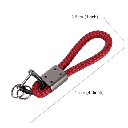 พวงกุญแจพวงกุญแจโลหะผสมสังกะสีสายถักหนัง PU จัดส่งสีแบบสุ่ม, Braided Strap