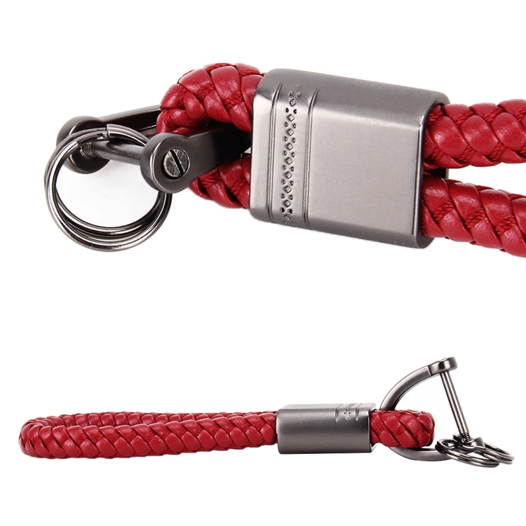 พวงกุญแจพวงกุญแจโลหะผสมสังกะสีสายถักหนัง PU จัดส่งสีแบบสุ่ม, Braided Strap