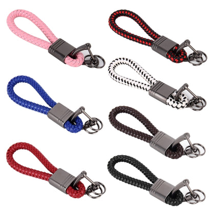 พวงกุญแจพวงกุญแจโลหะผสมสังกะสีสายถักหนัง PU จัดส่งสีแบบสุ่ม, Braided Strap