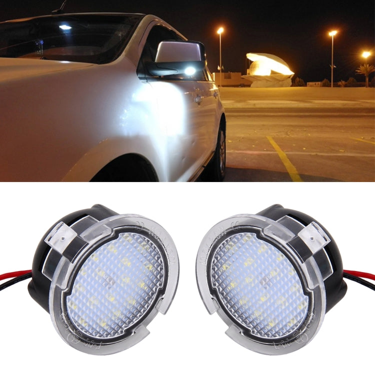 2 ชิ้น DC 12 โวลต์ 2 วัตต์ 6000 พัน 120LM 18-LED ด้านหลังดูกระจก Puddle ไฟโคมไฟสำหรับ Ford 2013-2017 Explorer/2015-2017 Taurus/2015-2017 Edge/2015-2017 Mondeo, For Ford 2013-2017 Explorer