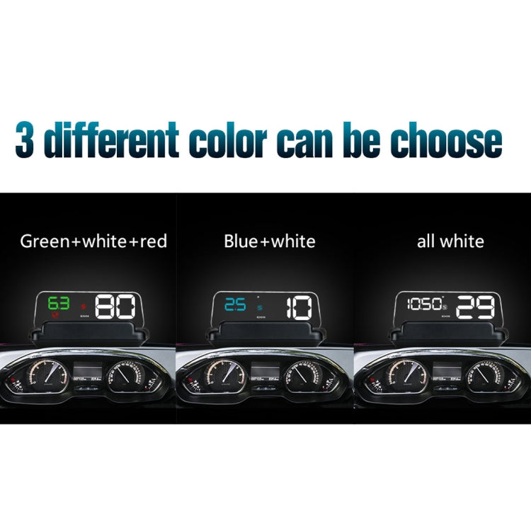 T900 รถ GPS HUD Virtual HD Reflection Board Head-up Display, ความเร็วและระยะทางในการขับขี่ / การแสดงเวลา, ความเร็วและแรงดันไฟฟ้าเกิน & สัญญาณเตือนแรงดันต่ำ, การขับขี่เมื่อยล้า, T900  Green + White, T900 Blue + White, T900  White