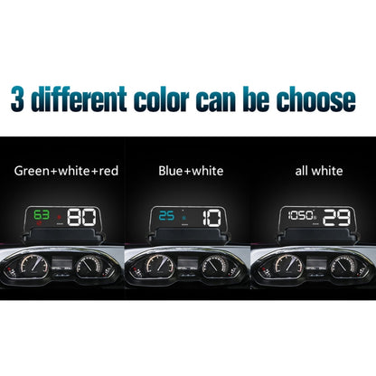 T900 รถ GPS HUD Virtual HD Reflection Board Head-up Display, ความเร็วและระยะทางในการขับขี่ / การแสดงเวลา, ความเร็วและแรงดันไฟฟ้าเกิน & สัญญาณเตือนแรงดันต่ำ, การขับขี่เมื่อยล้า, T900  Green + White, T900 Blue + White, T900  White