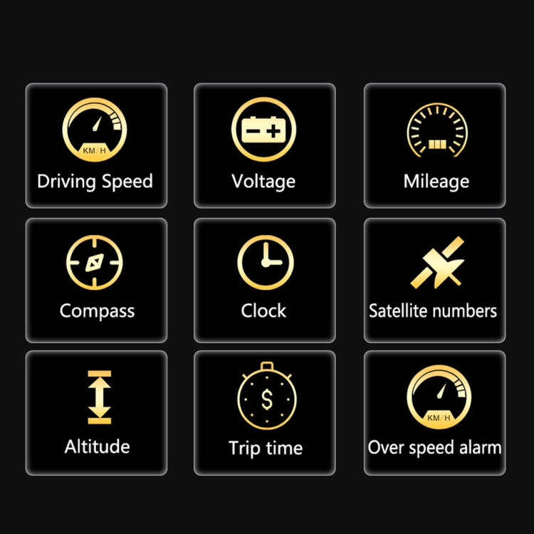 T900 รถ GPS HUD Virtual HD Reflection Board Head-up Display, ความเร็วและระยะทางในการขับขี่ / การแสดงเวลา, ความเร็วและแรงดันไฟฟ้าเกิน & สัญญาณเตือนแรงดันต่ำ, การขับขี่เมื่อยล้า, T900  Green + White, T900 Blue + White, T900  White