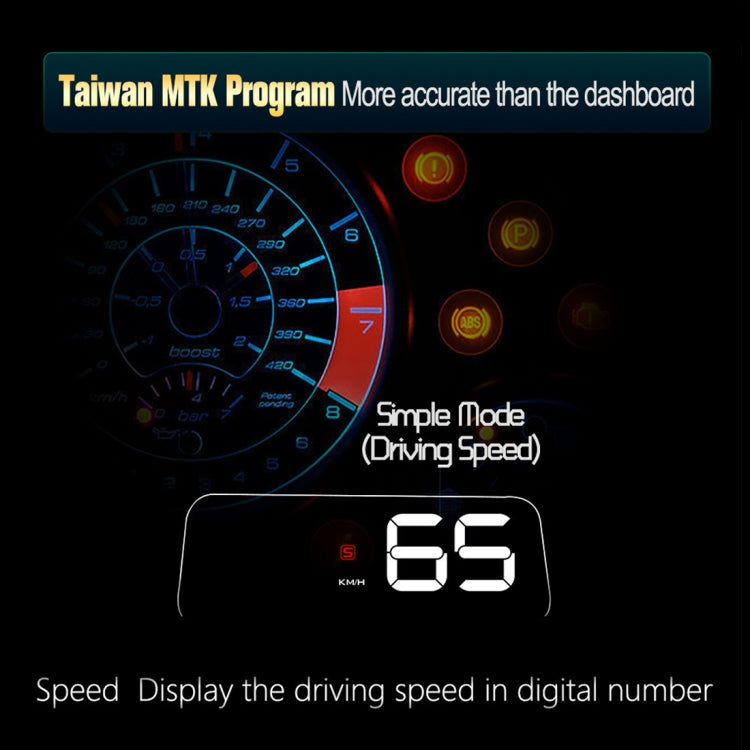 T900 รถ GPS HUD Virtual HD Reflection Board Head-up Display, ความเร็วและระยะทางในการขับขี่ / การแสดงเวลา, ความเร็วและแรงดันไฟฟ้าเกิน & สัญญาณเตือนแรงดันต่ำ, การขับขี่เมื่อยล้า, T900  Green + White, T900 Blue + White, T900  White