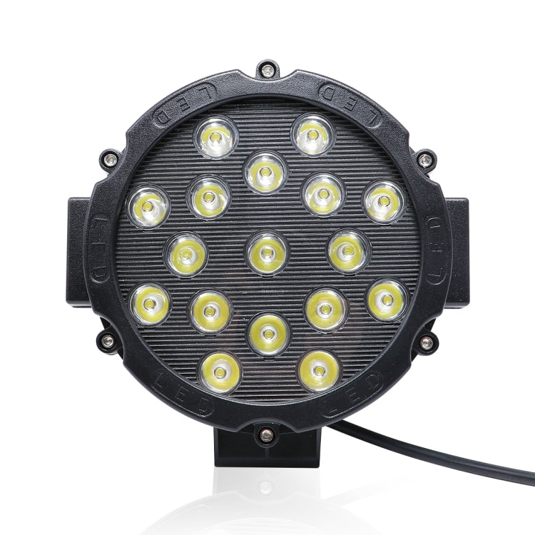 2 ชิ้น 51 วัตต์ 3500LM 6500 พันแสงสีขาว 17 LED รถกันน้ำเรือทะเลทำงานไฟสปอตไลท์หลอดไฟ LED, 30 องศาปรับได้, DC 10-30 โวลต์, 51W, Spot Light+51W