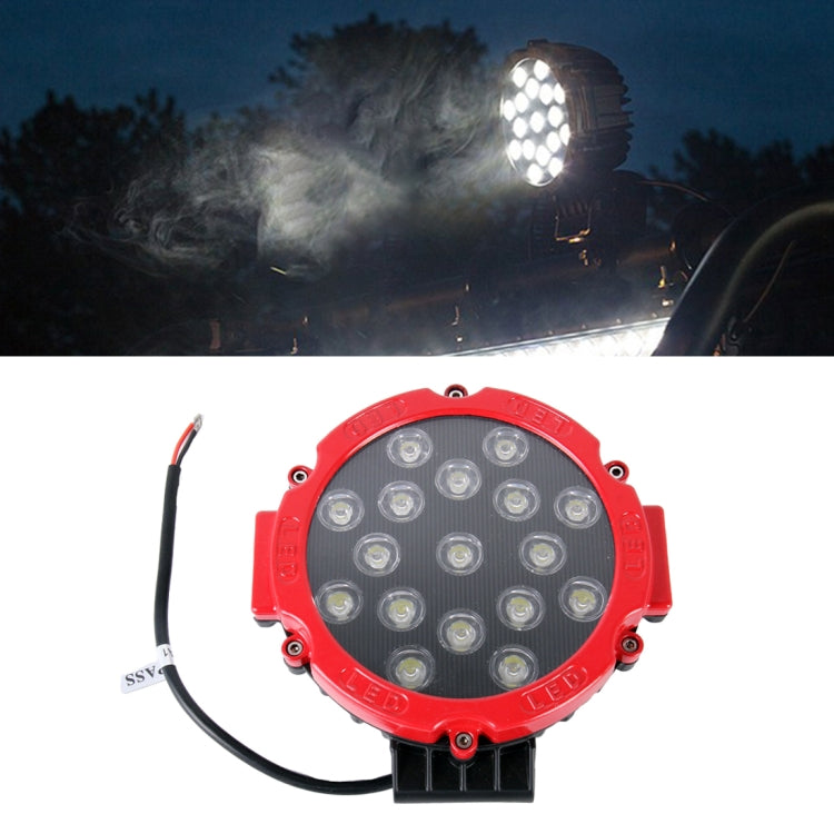 2 ชิ้น 51 วัตต์ 3500LM 6500 พันแสงสีขาว 17 LED รถกันน้ำเรือทะเลทำงานไฟสปอตไลท์หลอดไฟ LED, 30 องศาปรับได้, DC 10-30 โวลต์, 51W, Spot Light+51W