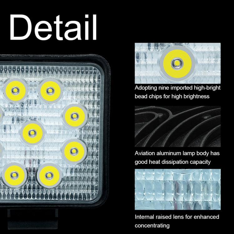 6.7W แสงสีขาวรูปสี่เหลี่ยมกันน้ำ รถ เรือ Marine ไฟทำงานสปอตไลท์หลอดไฟ LED, DC 9-30V, 27W