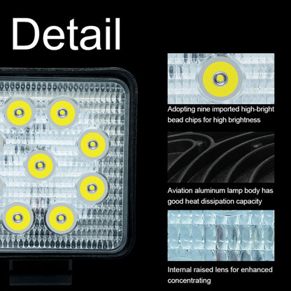 6.7W แสงสีขาวรูปสี่เหลี่ยมกันน้ำ รถ เรือ Marine ไฟทำงานสปอตไลท์หลอดไฟ LED, DC 9-30V, 27W