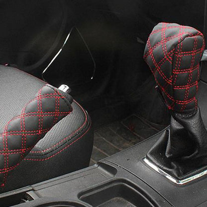 2 ชิ้นรถเบรคมือ Shift Knob เกียร์เบาะชุดอุปกรณ์เสริมตกแต่งภายใน Pad, 2 PCS  Red, 2 PCS Red  White