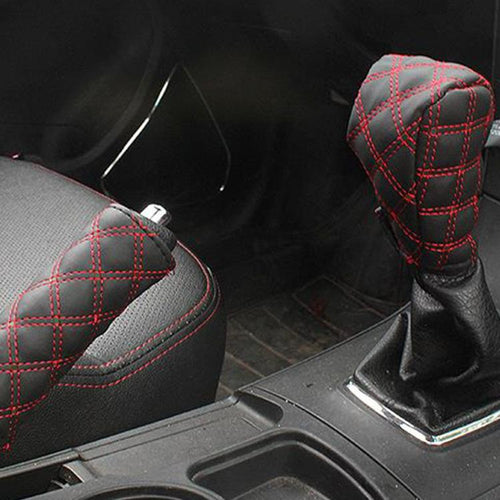 2 ชิ้นรถเบรคมือ Shift Knob เกียร์เบาะชุดอุปกรณ์เสริมตกแต่งภายใน Pad, 2 PCS  Red, 2 PCS Red  White