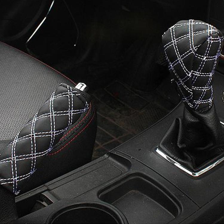 2 ชิ้นรถเบรคมือ Shift Knob เกียร์เบาะชุดอุปกรณ์เสริมตกแต่งภายใน Pad, 2 PCS  Red, 2 PCS Red  White