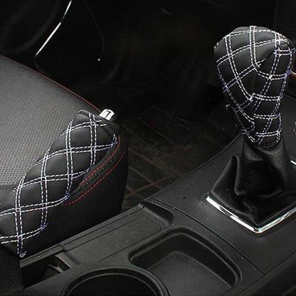 2 ชิ้นรถเบรคมือ Shift Knob เกียร์เบาะชุดอุปกรณ์เสริมตกแต่งภายใน Pad, 2 PCS  Red, 2 PCS Red  White