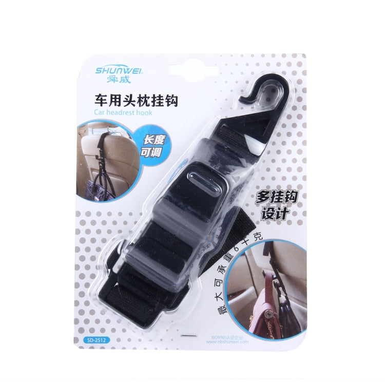 SHUNWEI SD-2512 รถ Headrest Hook Universal Adjustable รถกลับที่นั่ง Headrest Hanger ผู้ถือตะขอสำหรับกระเป๋าผ้าร้านขายของชำ, SD-2512