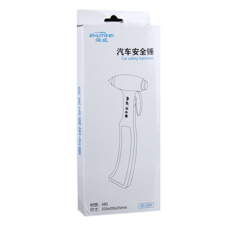 SHUNWEI SD-3501 เครื่องตัดเข็มขัดนิรภัย เบรกเกอร์หน้าต่าง เครื่องมือกู้ภัยอัตโนมัติ เปลือกพลาสติกในอุดมคติ รถ ความปลอดภัยฉุกเฉิน ค้อน ด้วยเทปกาวและกรอบตรึง, SD-3501