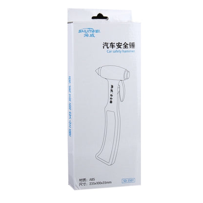SHUNWEI SD-3501 เครื่องตัดเข็มขัดนิรภัย เบรกเกอร์หน้าต่าง เครื่องมือกู้ภัยอัตโนมัติ เปลือกพลาสติกในอุดมคติ รถ ความปลอดภัยฉุกเฉิน ค้อน ด้วยเทปกาวและกรอบตรึง, SD-3501