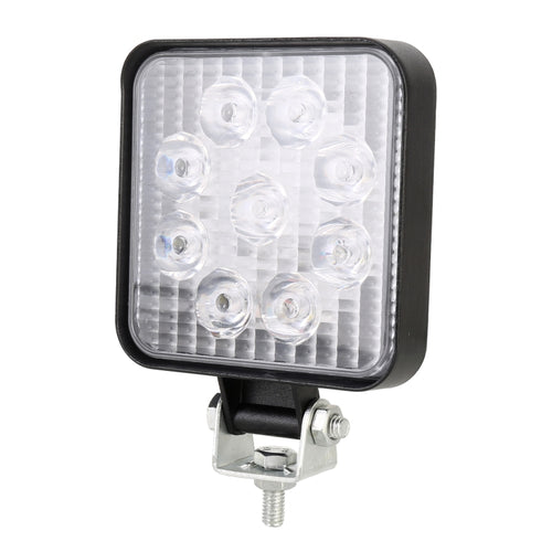 DC 10-30V 27W 2500LM 6000K รถยนต์กันน้ำรถเรือ Marine ไฟทำงานภายนอกไฟฉุกเฉิน 60 องศาปรับน้ำท่วมไฟ LED หลอดไฟรถยนต์พร้อมไฟ LED เวเฟอร์เข้มข้น 9 ดวง, Flood Light+27W