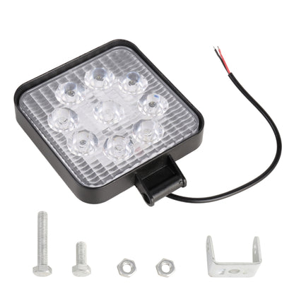 DC 10-30V 27W 2500LM 6000K รถยนต์กันน้ำรถเรือ Marine ไฟทำงานภายนอกไฟฉุกเฉิน 60 องศาปรับน้ำท่วมไฟ LED หลอดไฟรถยนต์พร้อมไฟ LED เวเฟอร์เข้มข้น 9 ดวง, Flood Light+27W