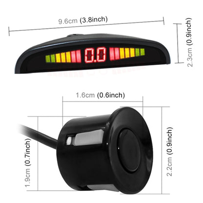 PZ316 Digital LED Crescent Shape Display กระจกมองหลังเครื่องบันทึกภาพรถยนต์สำหรับรถบรรทุกพร้อมเรดาร์ด้านหลัง 4 อัน, PZ316