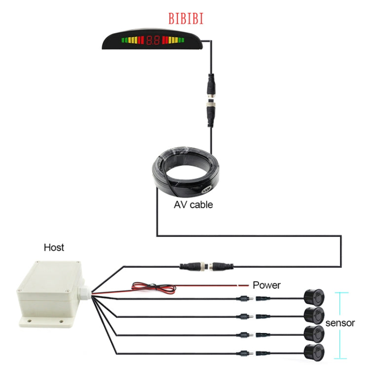 PZ316 Digital LED Crescent Shape Display กระจกมองหลังเครื่องบันทึกภาพรถยนต์สำหรับรถบรรทุกพร้อมเรดาร์ด้านหลัง 4 อัน, PZ316