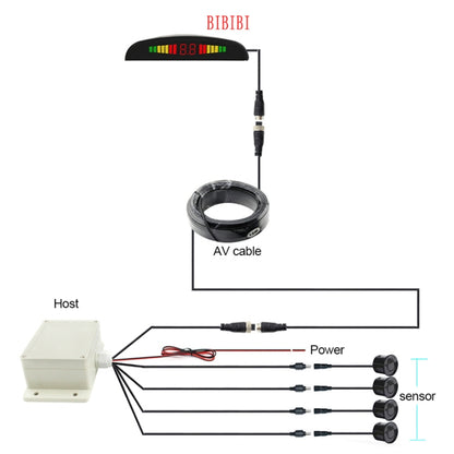 PZ316 Digital LED Crescent Shape Display กระจกมองหลังเครื่องบันทึกภาพรถยนต์สำหรับรถบรรทุกพร้อมเรดาร์ด้านหลัง 4 อัน, PZ316