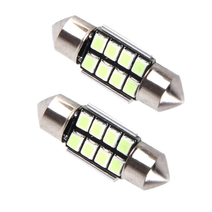 2 ชิ้น DC 12 โวลต์ 2 วัตต์ 31 มิลลิเมตร 8 SMD-3528 LEDs Bicuspid พอร์ตถอดรหัสรถโดมโคมไฟ LED ไฟอ่านหนังสือ, 31MM