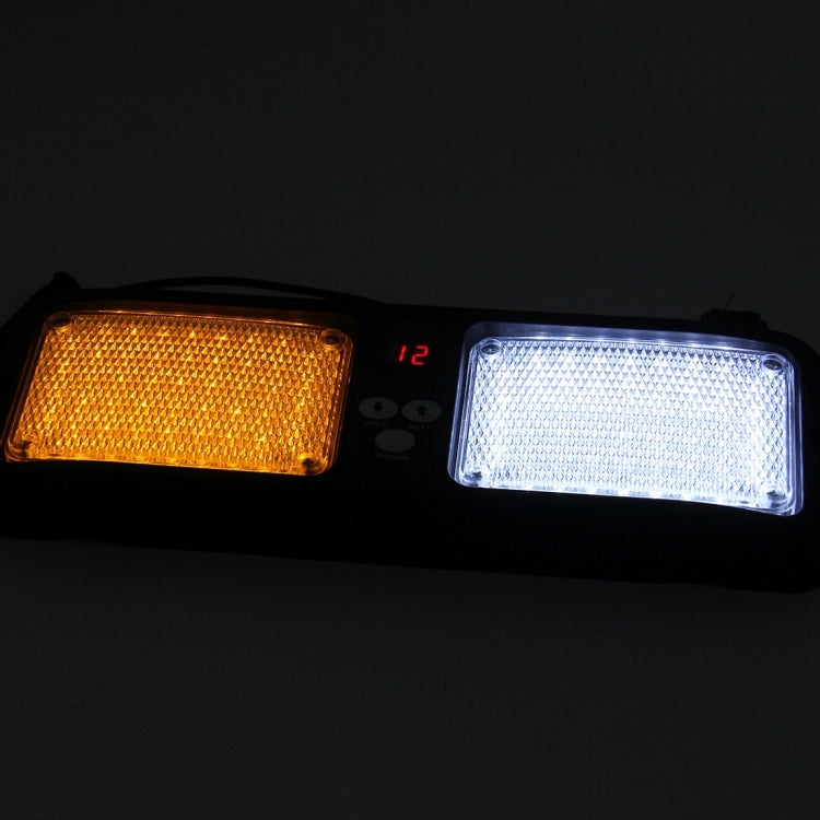 คุณภาพสูง DC 12 V, 9 W LED กันน้ำรถ Sun Shade แสงสีเหลือง + แสงสีขาวไฟเตือน Strobe ไฟฉุกเฉินไฟกระพริบ 12 รูปแบบแฟลช, Yellow+White