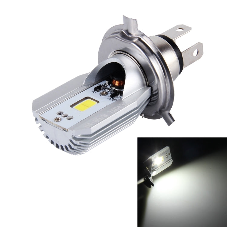 H4 12W 800lm 6000K COB LEDs ไฟหน้ารถจักรยานยนต์, DC 6-80V, 12W 800LM
