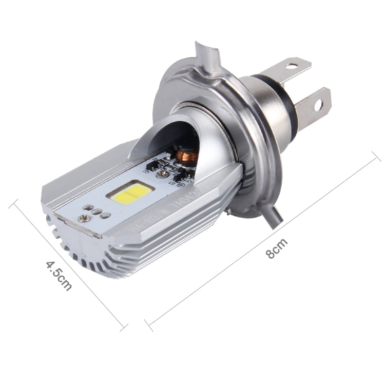 H4 12W 800lm 6000K COB LEDs ไฟหน้ารถจักรยานยนต์, DC 6-80V, 12W 800LM
