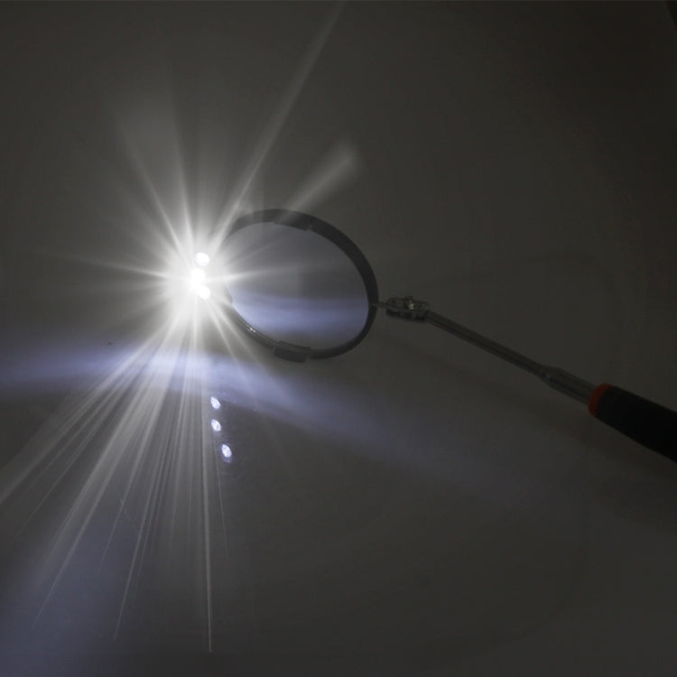 กระจกตรวจสอบตัวถังรถยนต์แบบพับเก็บได้พร้อมไฟ LED ขนาด 5 มม. 3 ชิ้น, เส้นผ่านศูนย์กลางกระจก: 82 มม., ความยาวขยายสูงสุด: 760 มม., Diameter: 82mm, Max Expanding Length: 760mm
