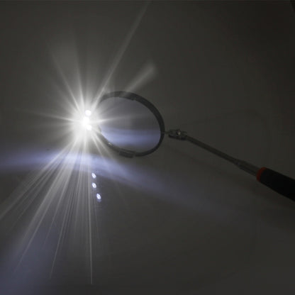 กระจกตรวจสอบตัวถังรถยนต์แบบพับเก็บได้พร้อมไฟ LED ขนาด 5 มม. 3 ชิ้น, เส้นผ่านศูนย์กลางกระจก: 82 มม., ความยาวขยายสูงสุด: 760 มม., Diameter: 82mm, Max Expanding Length: 760mm