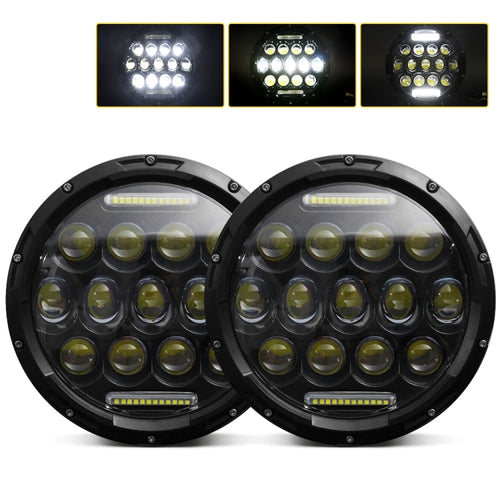 2 ชิ้น 7 นิ้ว DC10-48V 36 วัตต์ 6000 พันไฟหน้ารถจักรยานยนต์ฮาร์เลย์พร้อมโคมไฟ LED 12 SMD-5630-LED และลูกปัดโคมไฟคริสตัล 12 ชิ้น, DC10-48V 36W 6000K