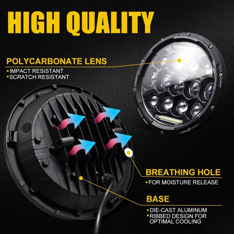 2 ชิ้น 7 นิ้ว DC10-48V 36 วัตต์ 6000 พันไฟหน้ารถจักรยานยนต์ฮาร์เลย์พร้อมโคมไฟ LED 12 SMD-5630-LED และลูกปัดโคมไฟคริสตัล 12 ชิ้น, DC10-48V 36W 6000K